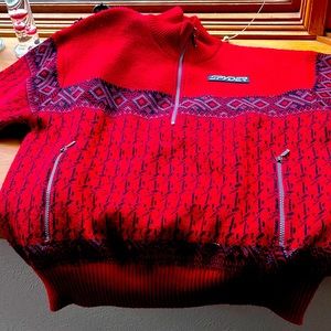 Men’s spyder sweater red and black . Fully lined men’s size large